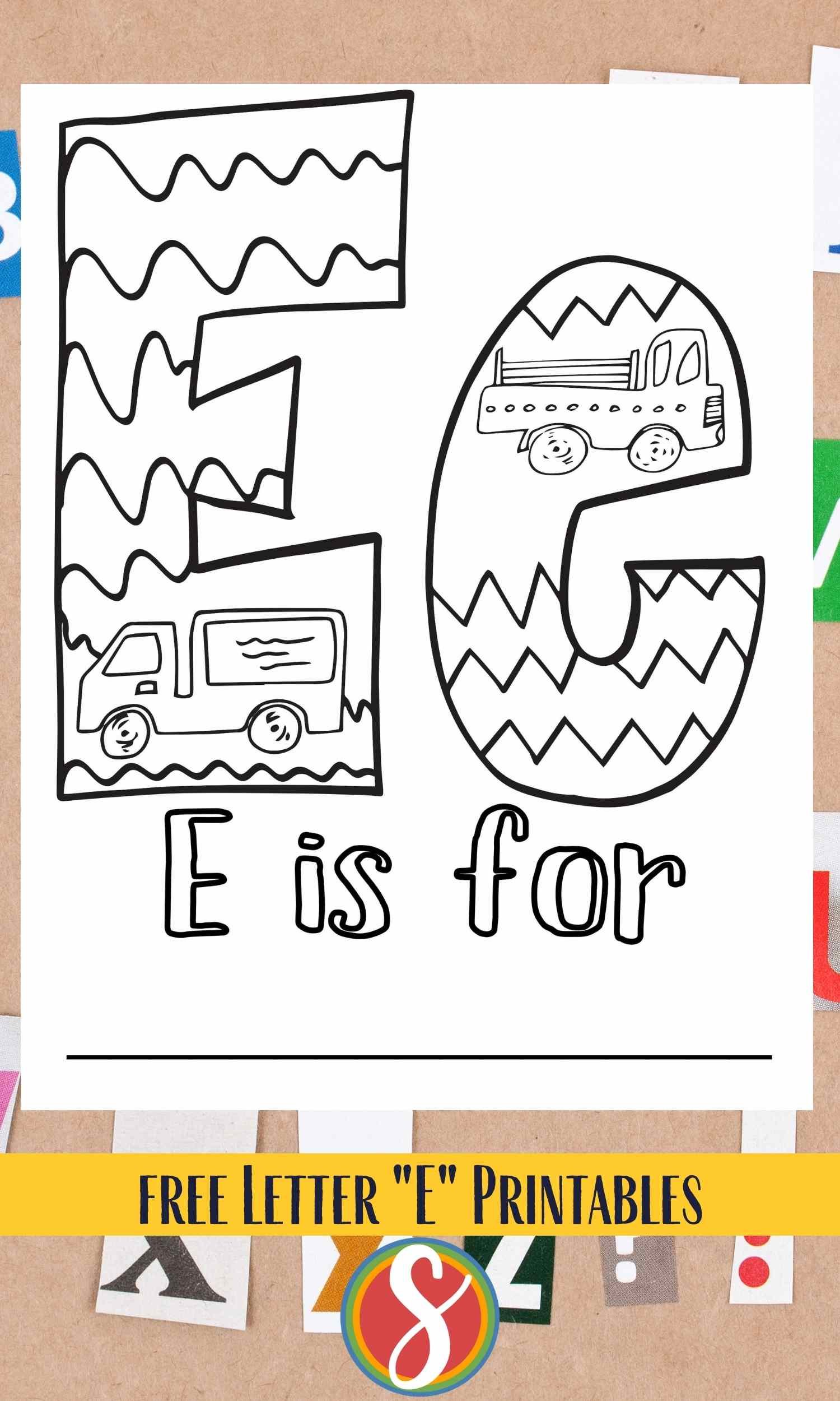 Letter e coloring pages â stevie doodles