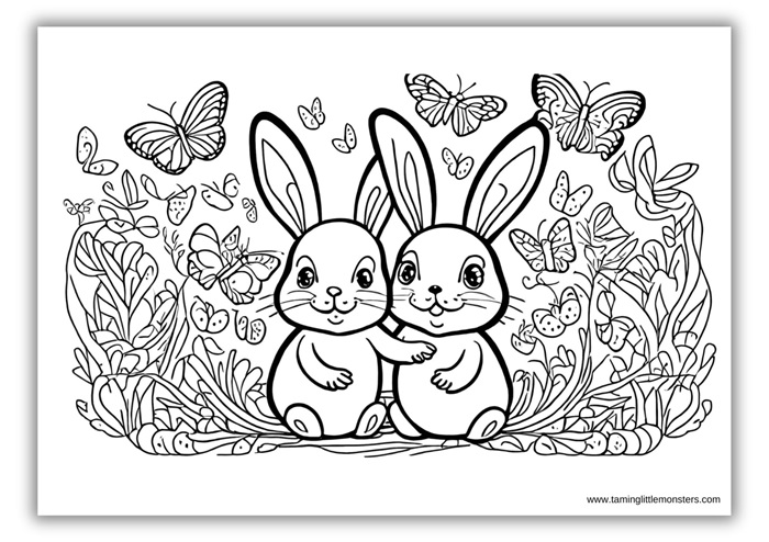 Free printable bunny coloring pages for kids