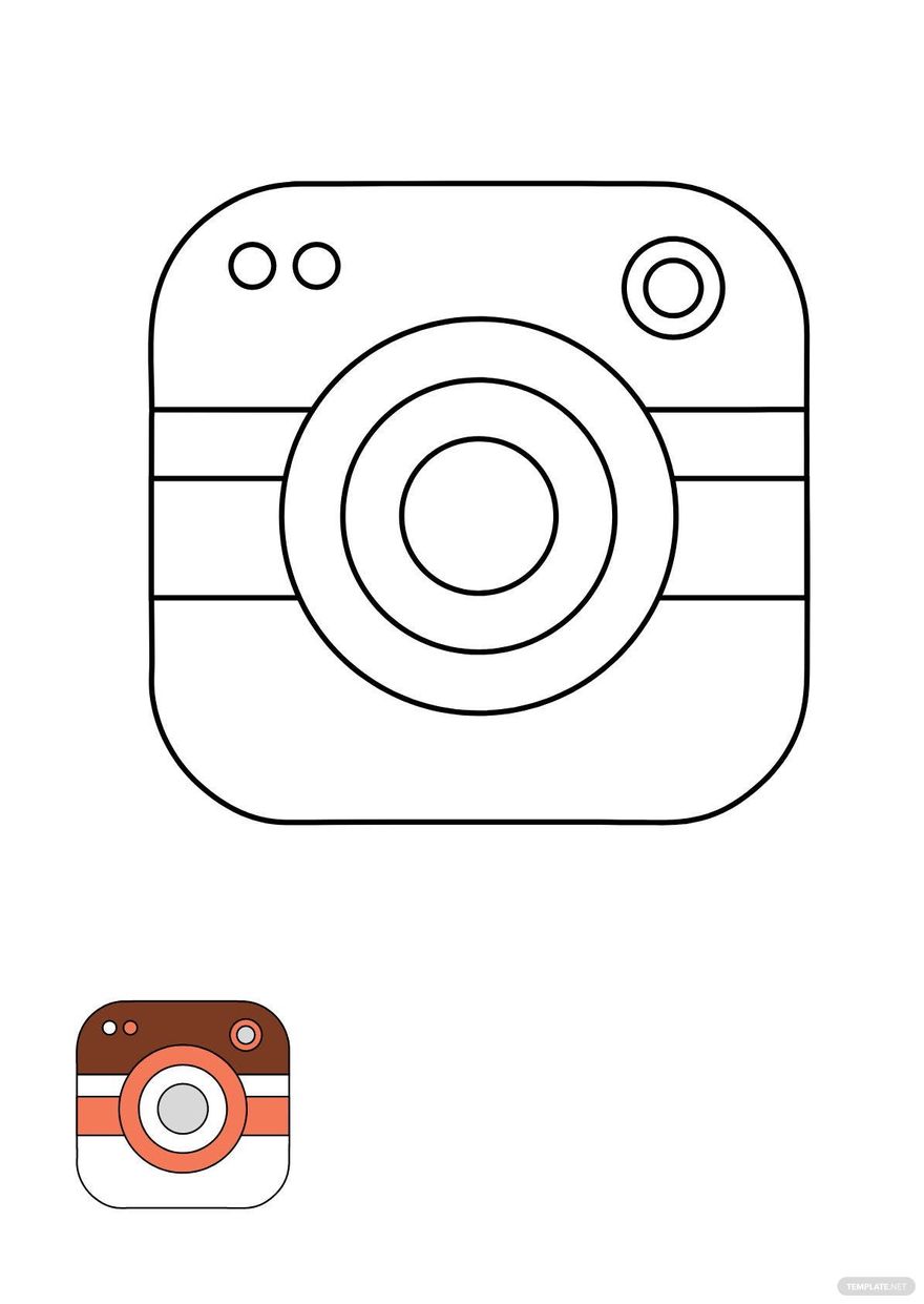 Free instagram camera coloring page