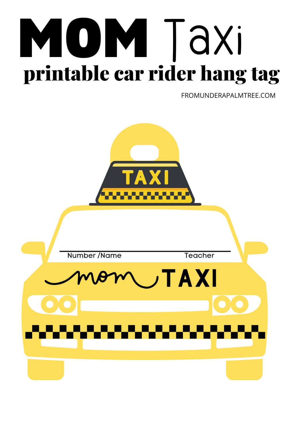 Printable car rider hang tag