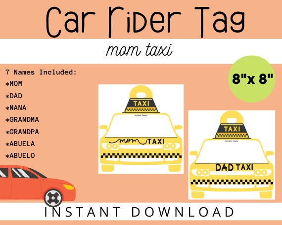 Car rider hang tagcar rider pick up tagmom taxi tagdad taxi tagpick up tagdigital downloadcar pick up tagcar line pick up tagprint