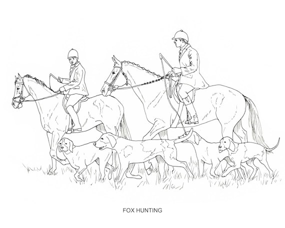 Buy printable set of english riding coloring pages digital download online in india