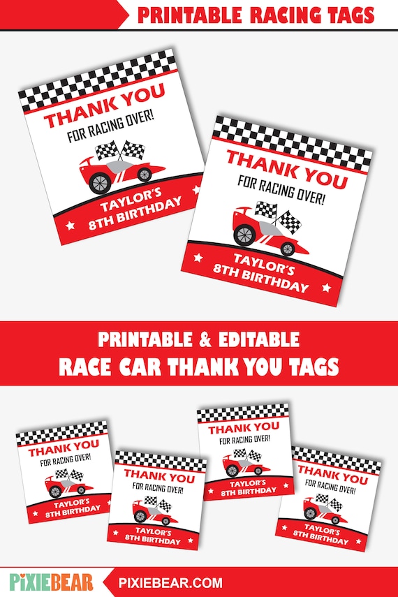 Race car favor tags