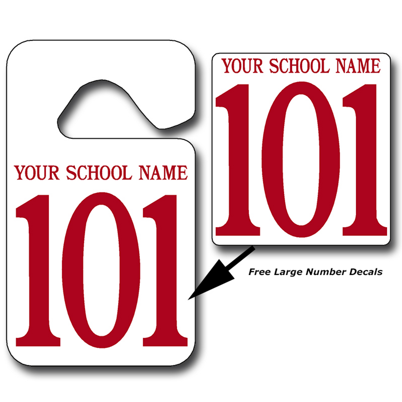 Student pick up hang tags free large number decals