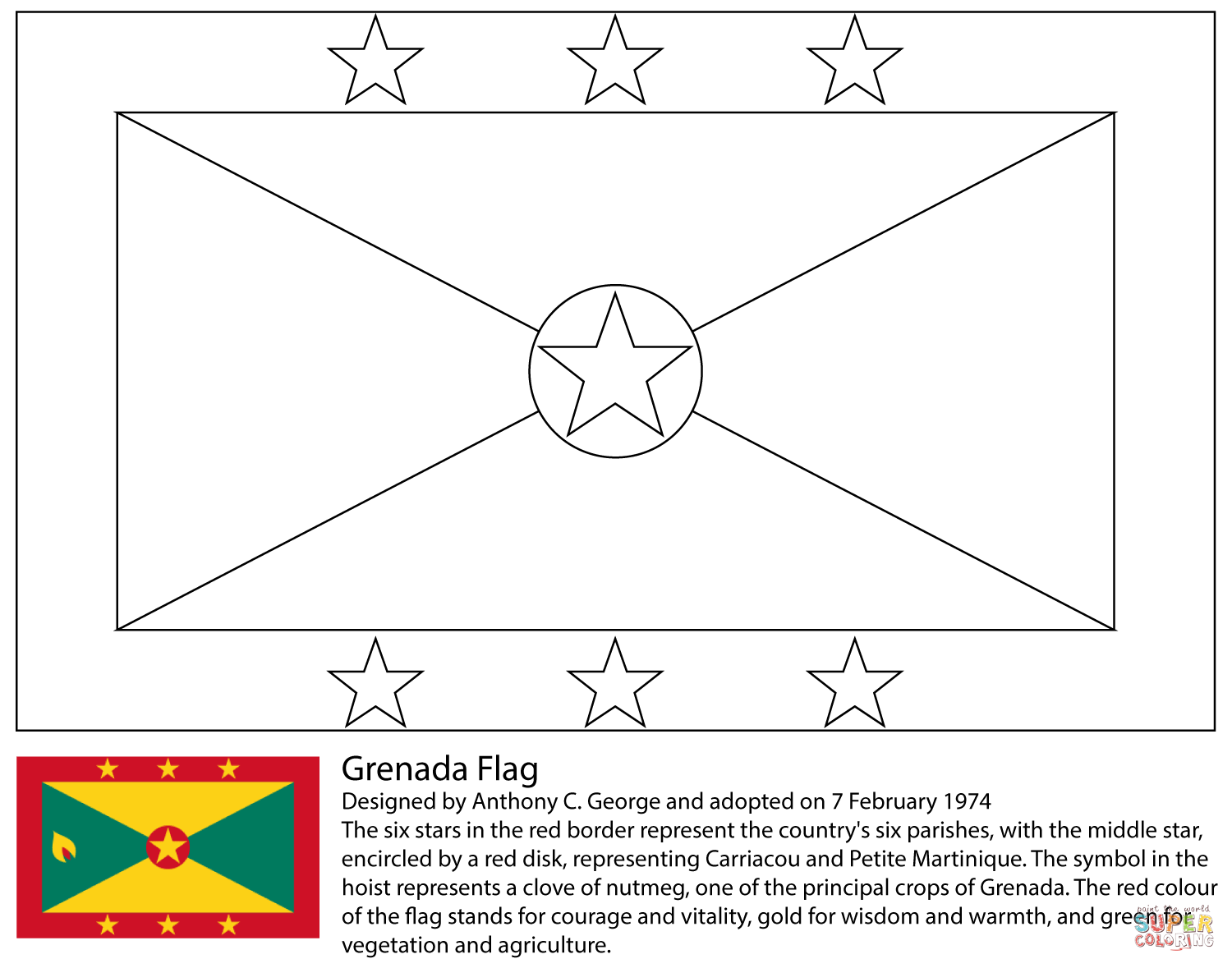 Flag of grenada coloring page free printable coloring pages
