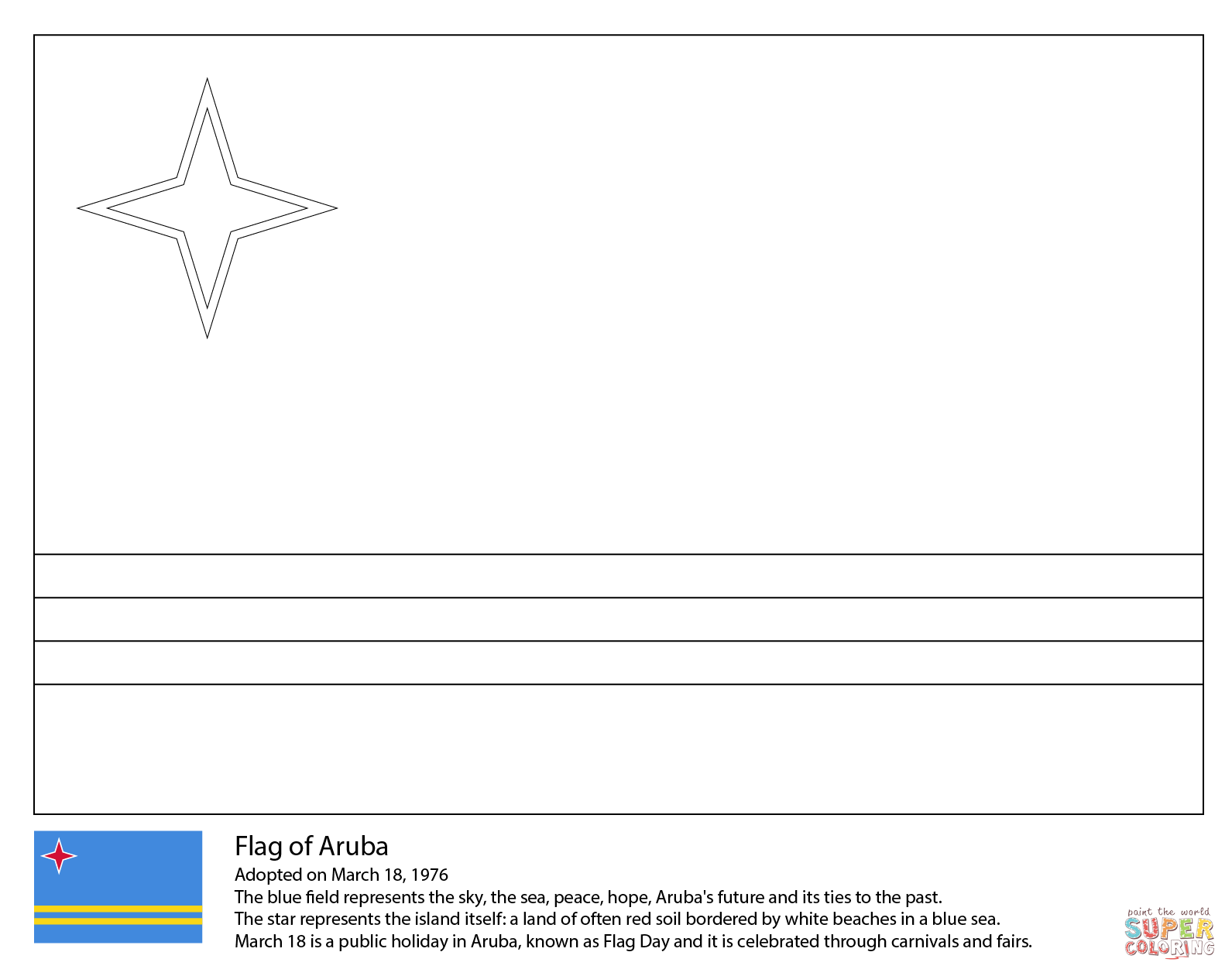 Flag of aruba coloring page free printable coloring pages