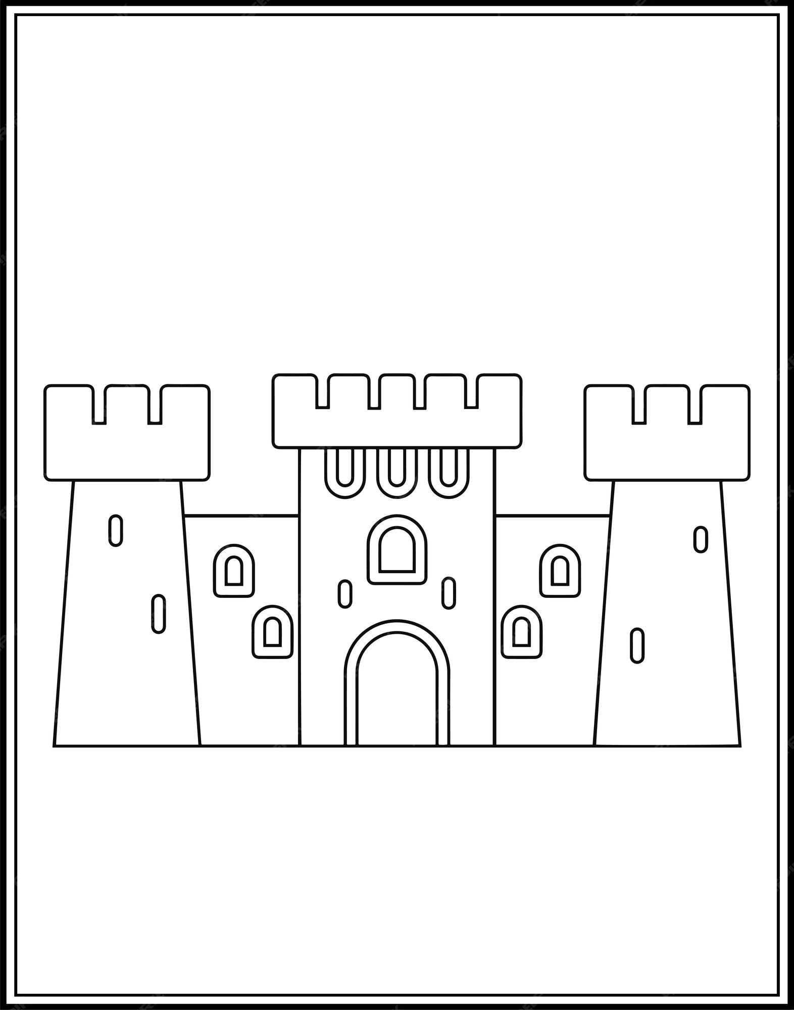 Premium vector castle coloring pages for kids