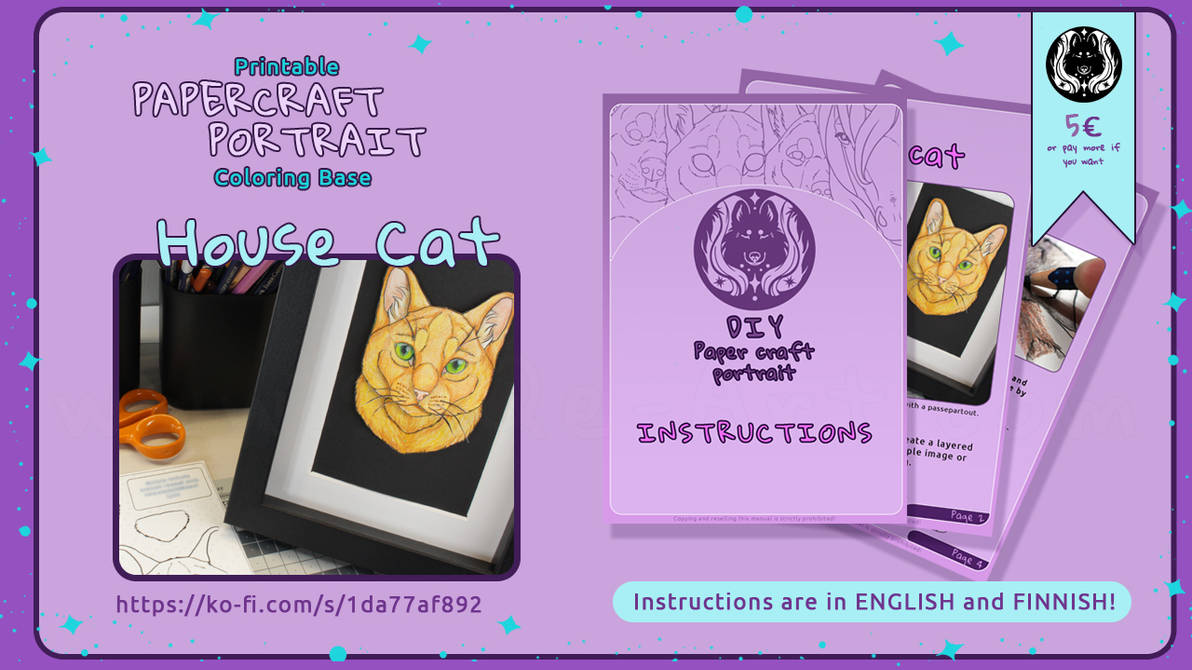 Printable paper craft coloring base house cat by saqe on