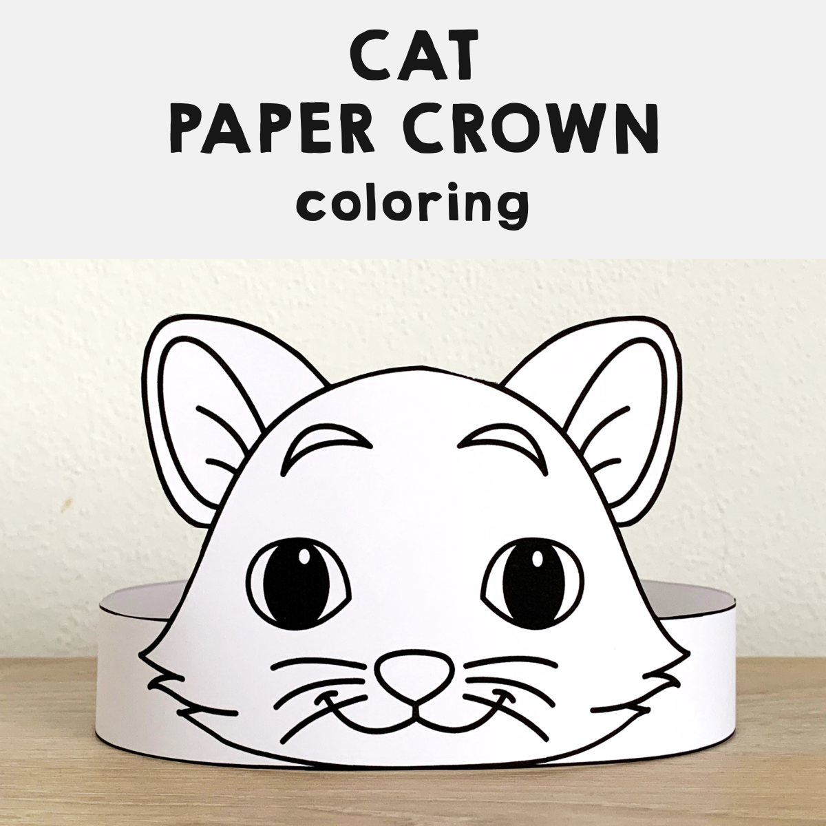 Cat paper crown printable coloring pets animal craft activity made by teachers