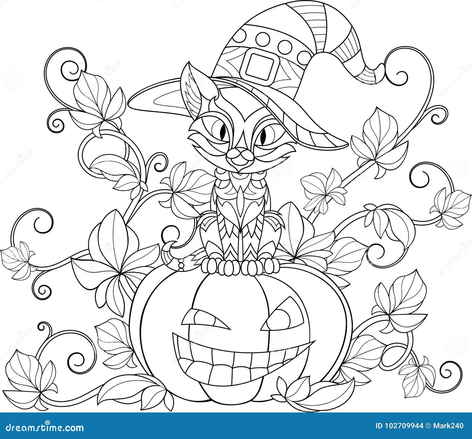 Cat halloween coloring stock illustrations â cat halloween coloring stock illustrations vectors clipart