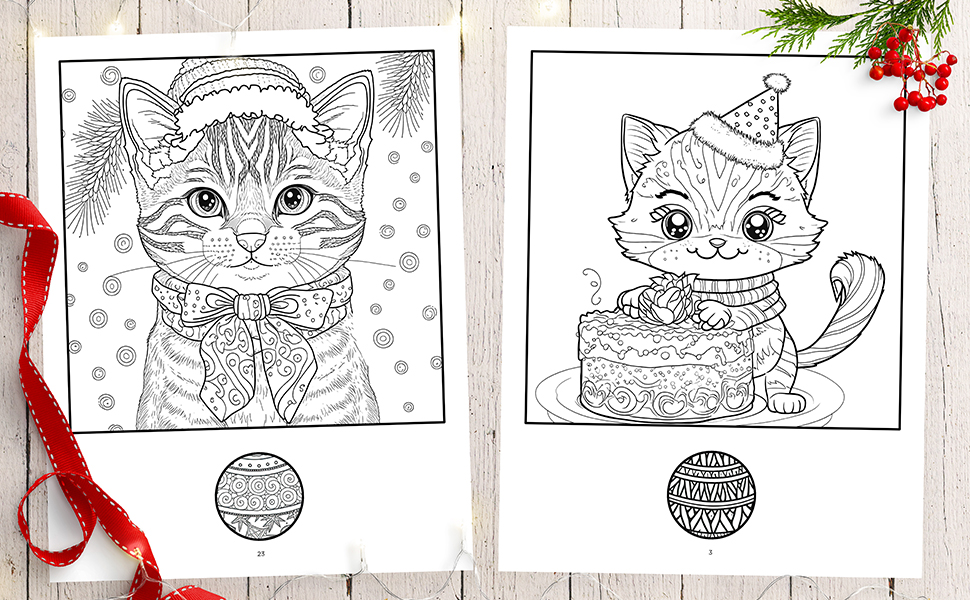 Cute christmas cats coloring book beautiful cats and kittens