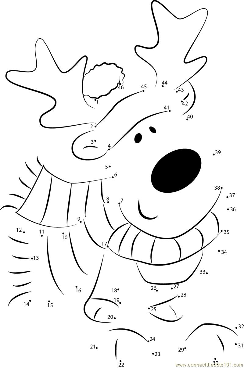 Cartoon christmas decorations dot to dot printable worksheet