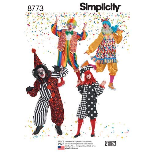 Simplicity adult clown costume sewing pattern sizes xs