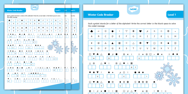 Winter secret de breaker de breaker puzzles printable