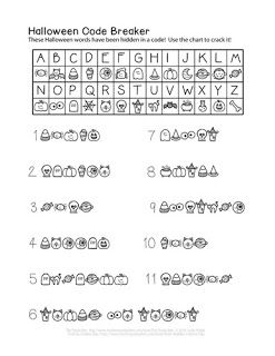 Free halloween code breaker puzzle halloween worksheets halloween math halloween worksheets free