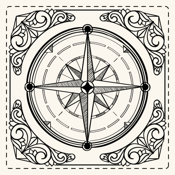 Pass wind rose decorative vintage emblem stock illustration