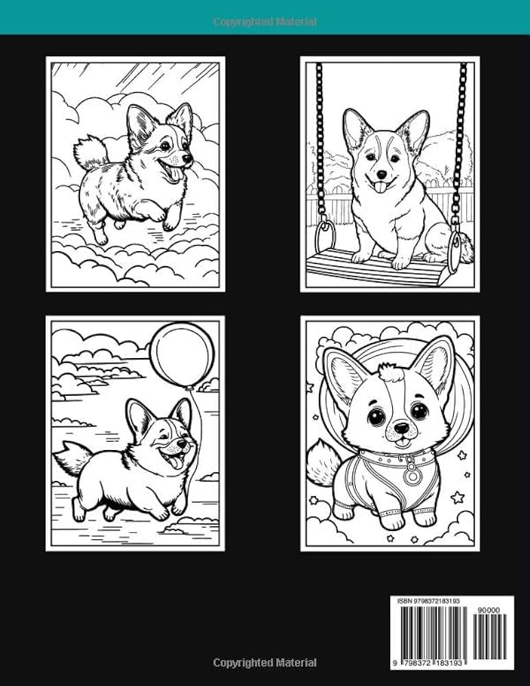 Corgi coloring book fun and easy dogs coloring pages in cute style with corgis for boys girls kids ages