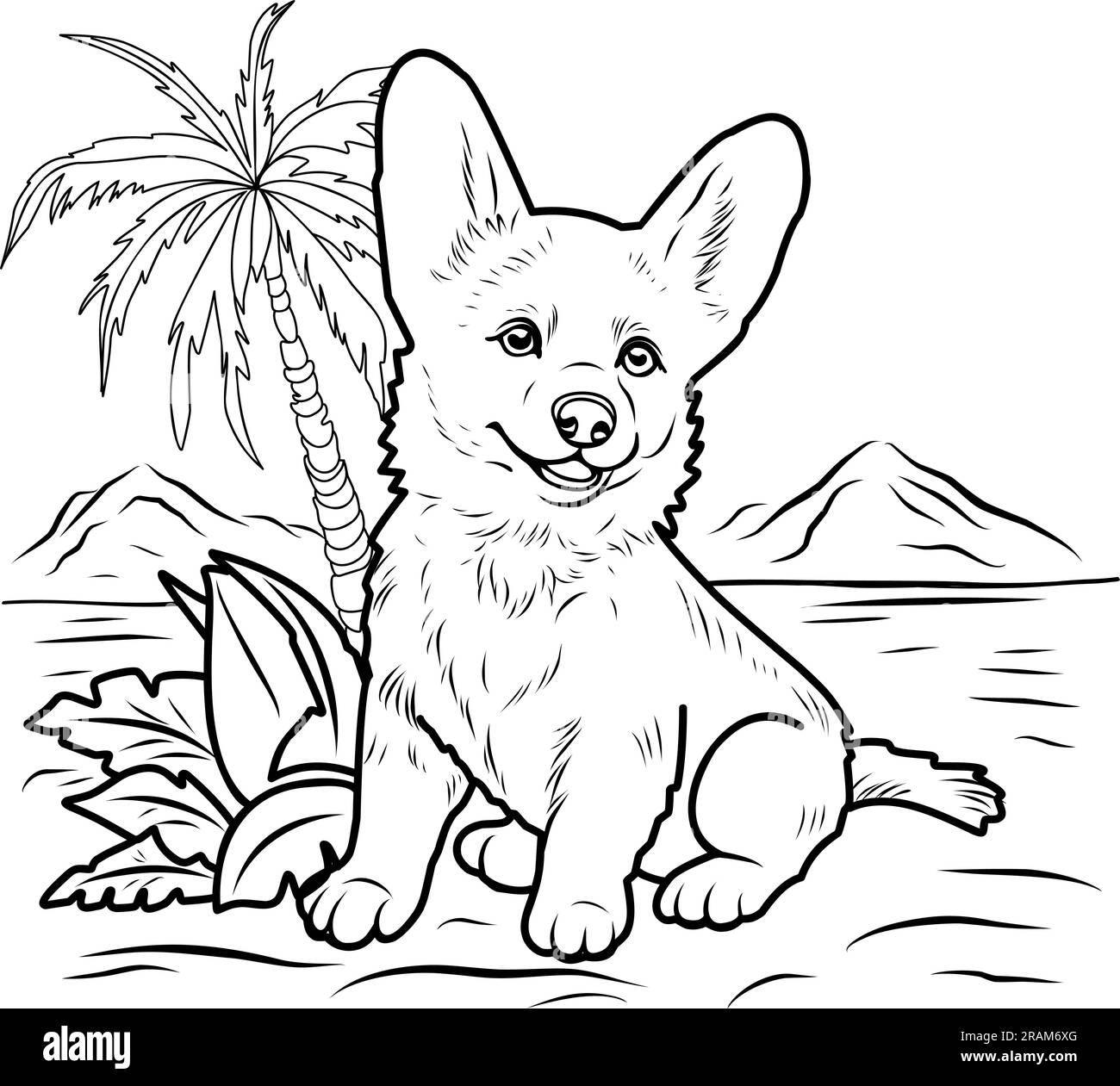 Dog breed corgisimple line illustration for coloring book corgi puppycoloring page stock vector image art