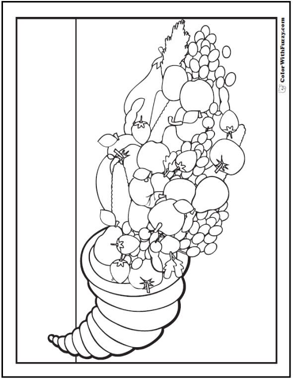 Thanksgiving cornucopia coloring sheet