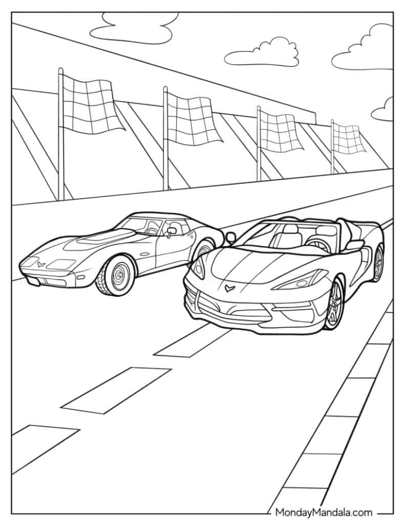 Corvette coloring pages free pdf printables