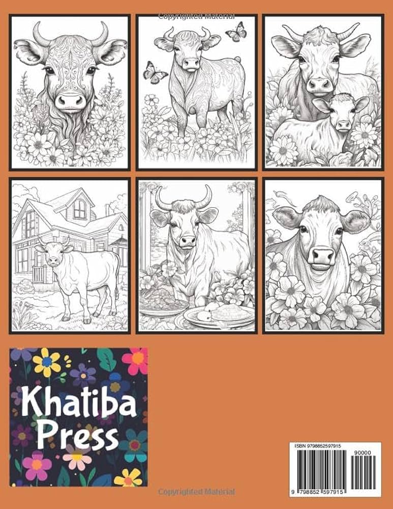 Cow coloring book for adults beautiful illustrations of cows press khatiba books