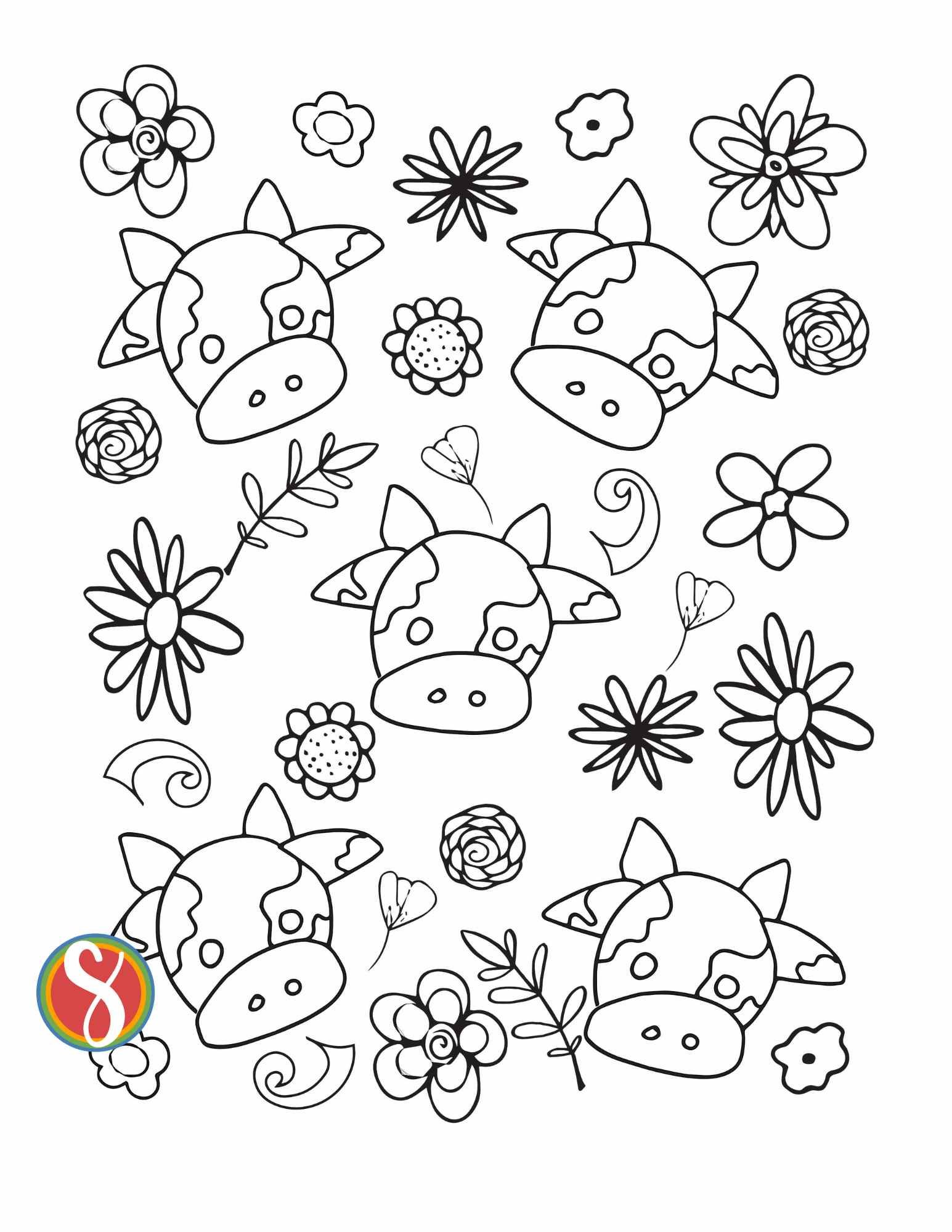 Free cow coloring pages â stevie doodles