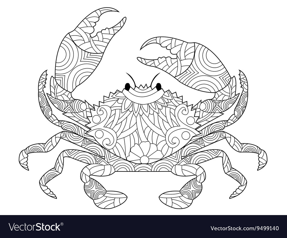 Crab coloring book for adults royalty free vector image