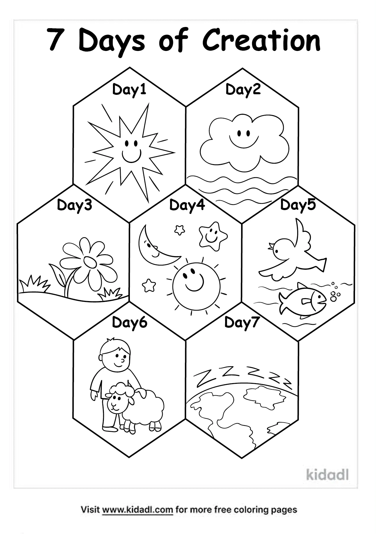 Free days of creation coloring page coloring page printables