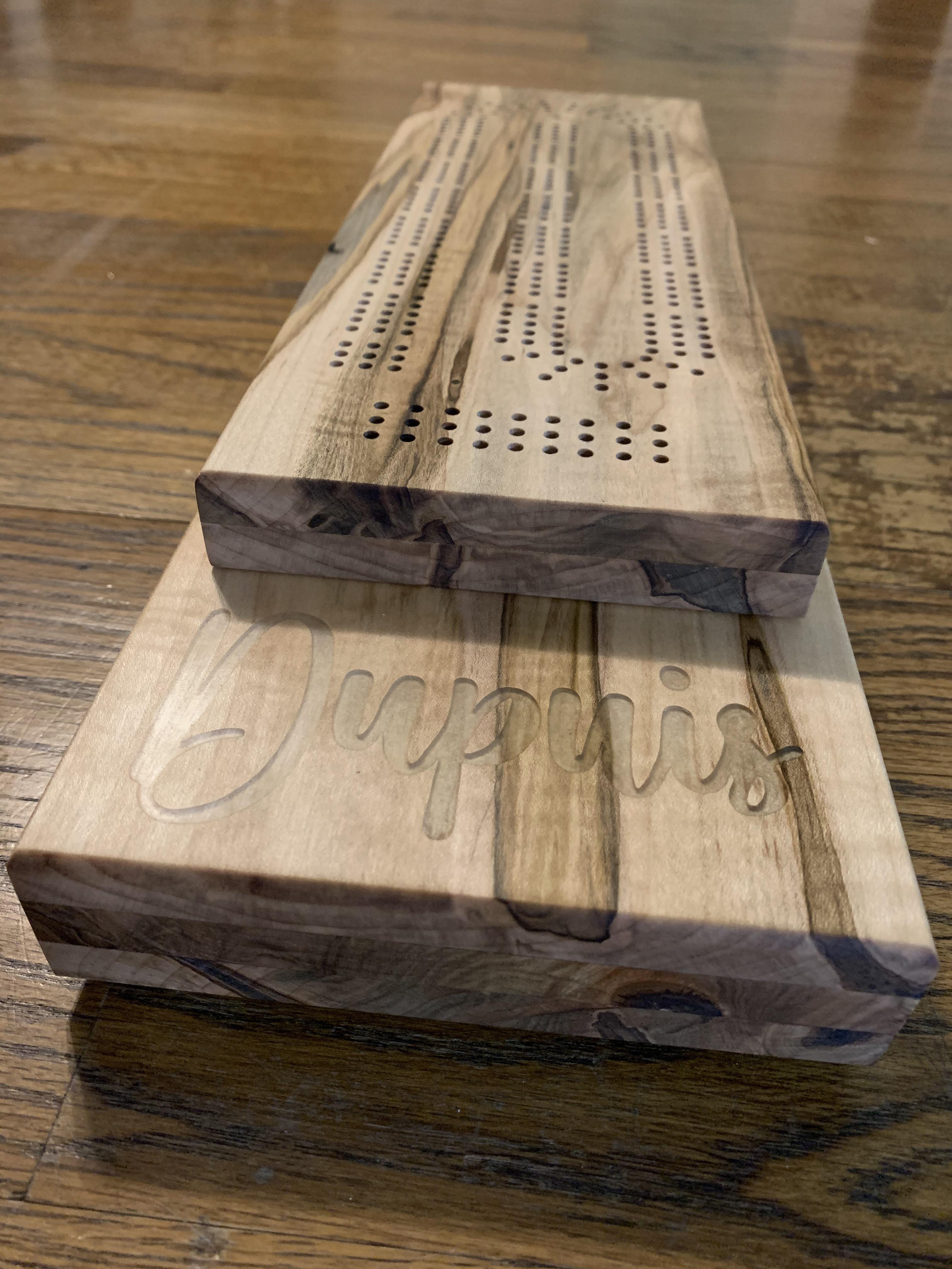Made this custom cribbage board for a friend what do you think rwoodworking