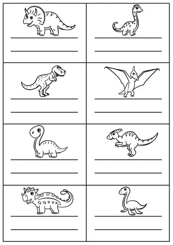 Name badges for kids with dinosaurs template free printable papercraft templates