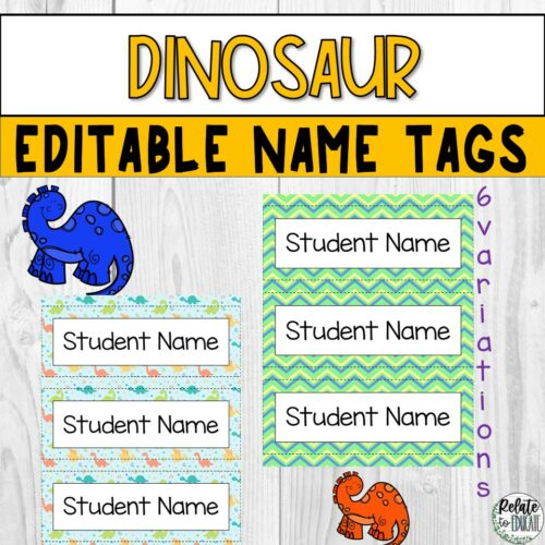 Dinosaur editable printable table name tags x made by teachers