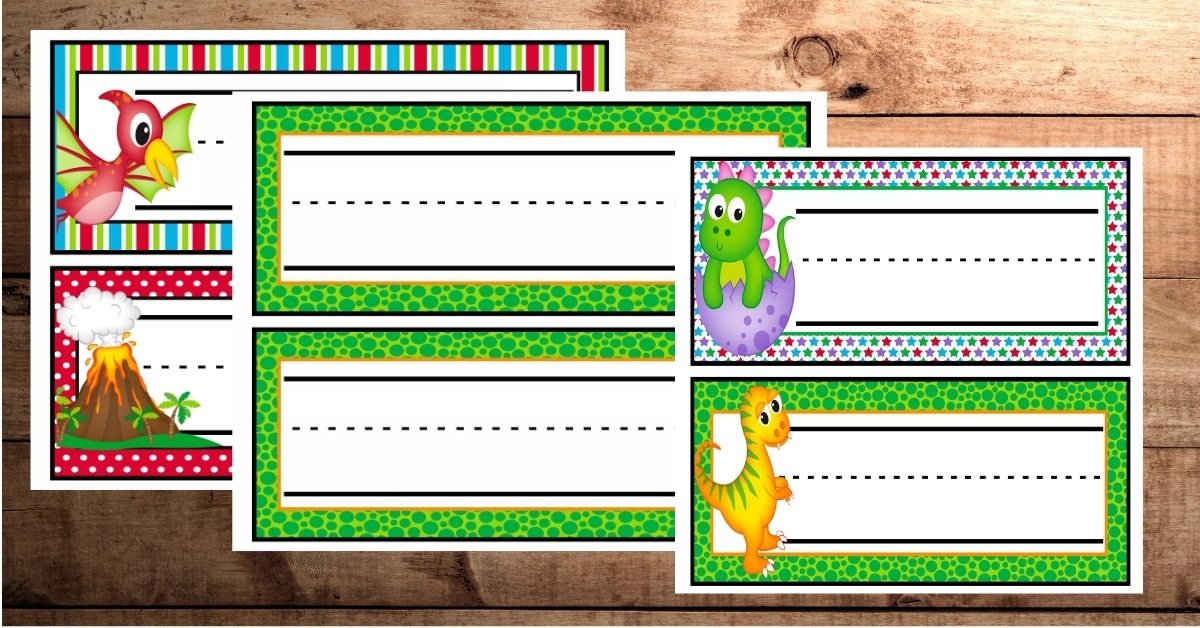 Free editable dinosaur name plates