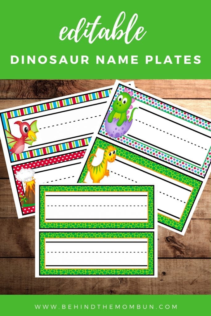 Free editable dinosaur name plates