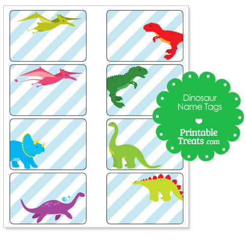 Printable dinosaur name tags â printable treats