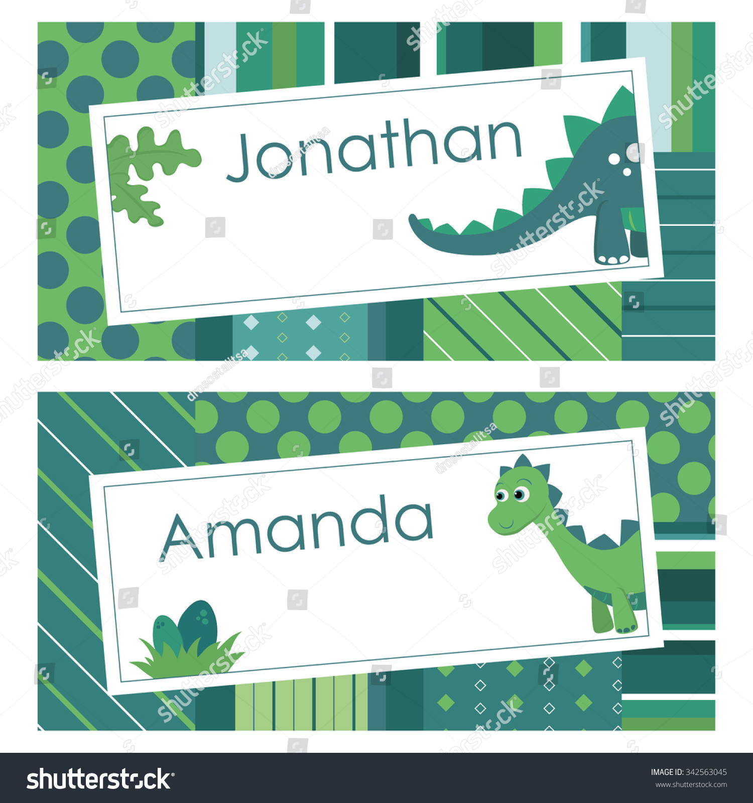 Dinosaur name tags stock vector royalty free