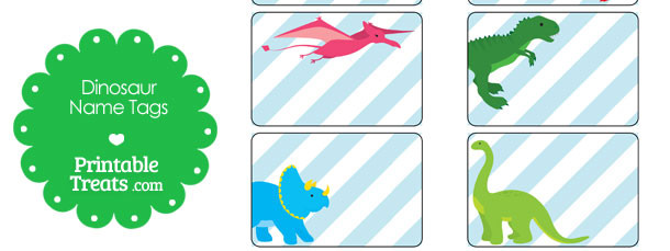 Printable dinosaur name tags â printable treats