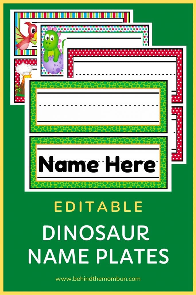 Free editable dinosaur name plates