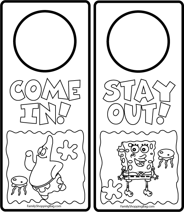 Spongebob door hanger you color
