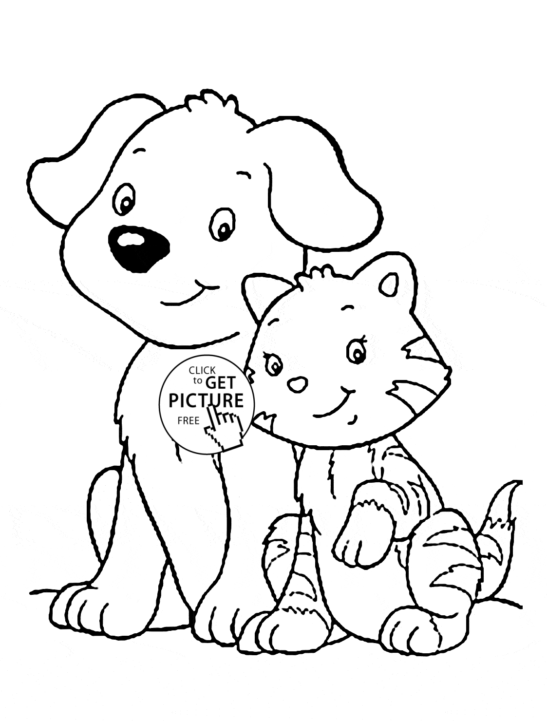 Cat and dog coloring page for kids animal coloring pages printables free