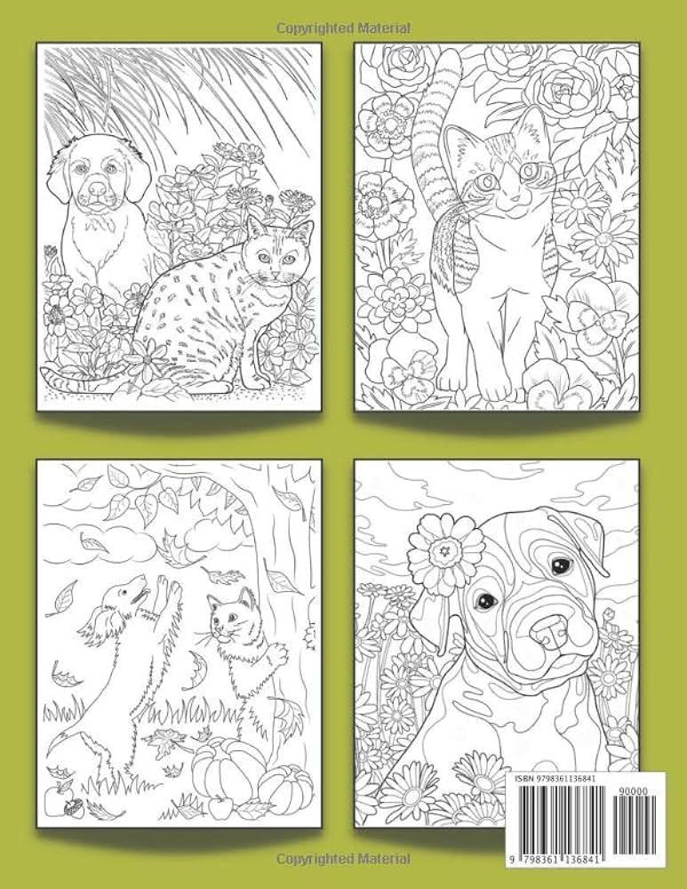 Cute cat dog coloring book for adult a dog cat coloring pages for adult beautiful designs and illustrations to color press mbr color books