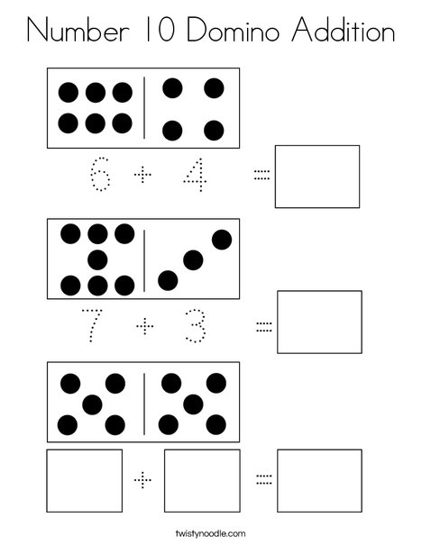 Number domino addition coloring page