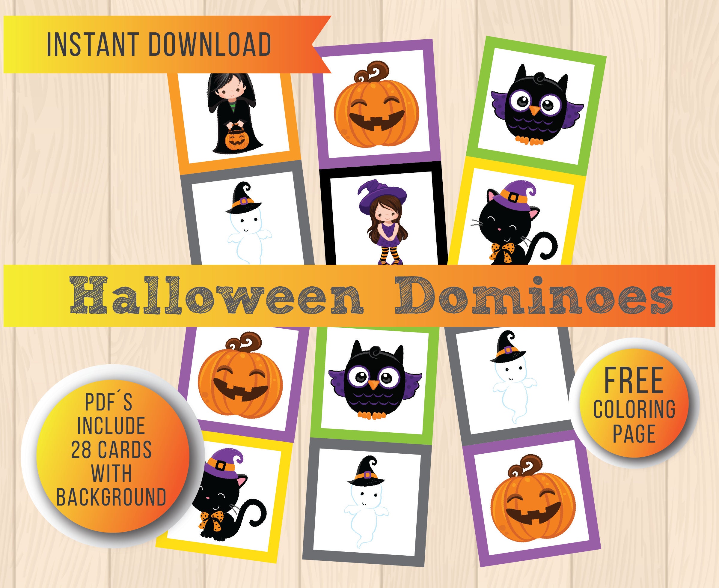 Halloween dominoes game printable dominoes game for kids and adults