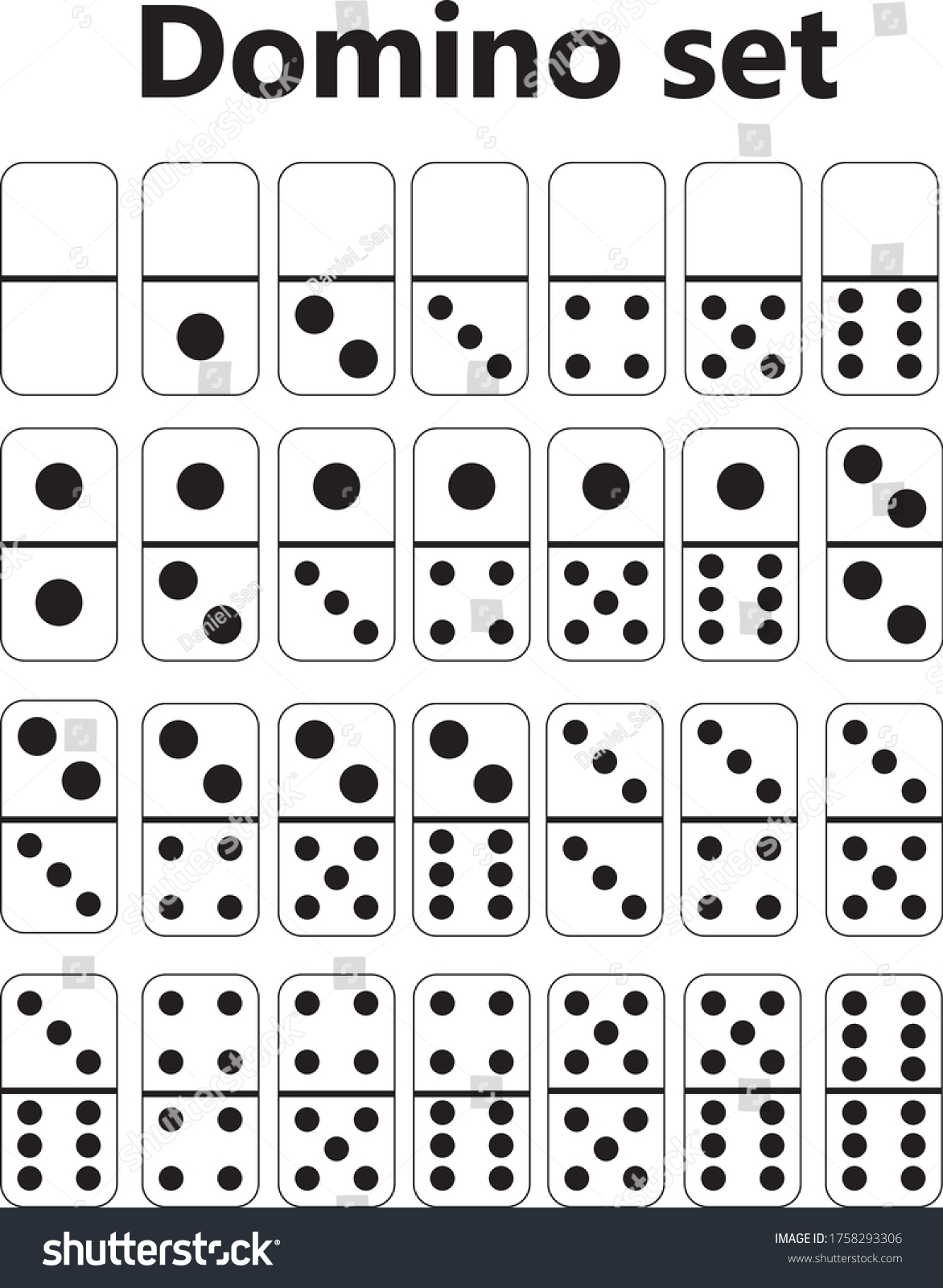 Printable domino board game template stock vector royalty free