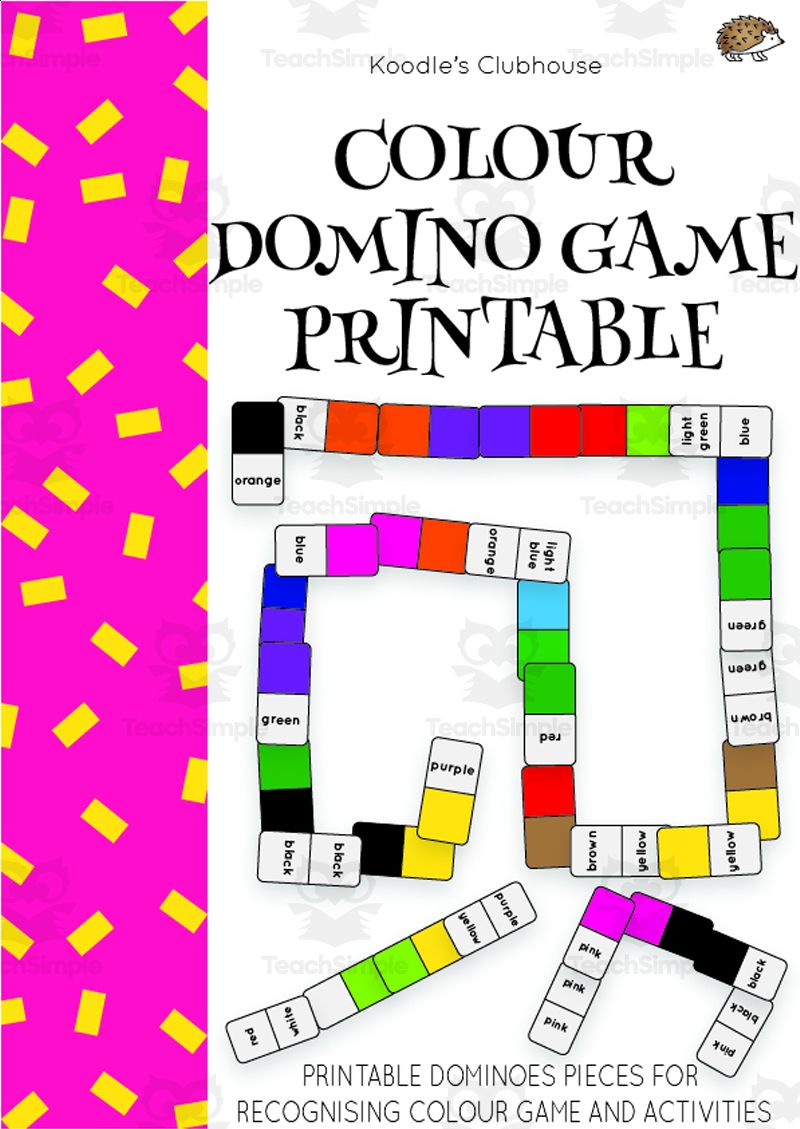 Color domino activity printable domino gam early learning gam