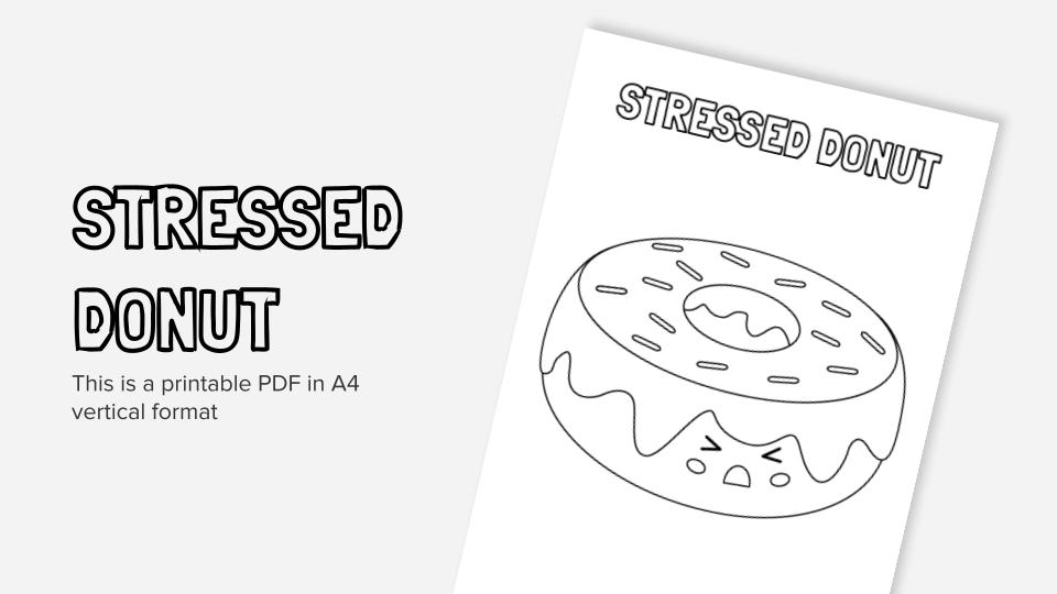 Stressed donut printable coloring worksheet