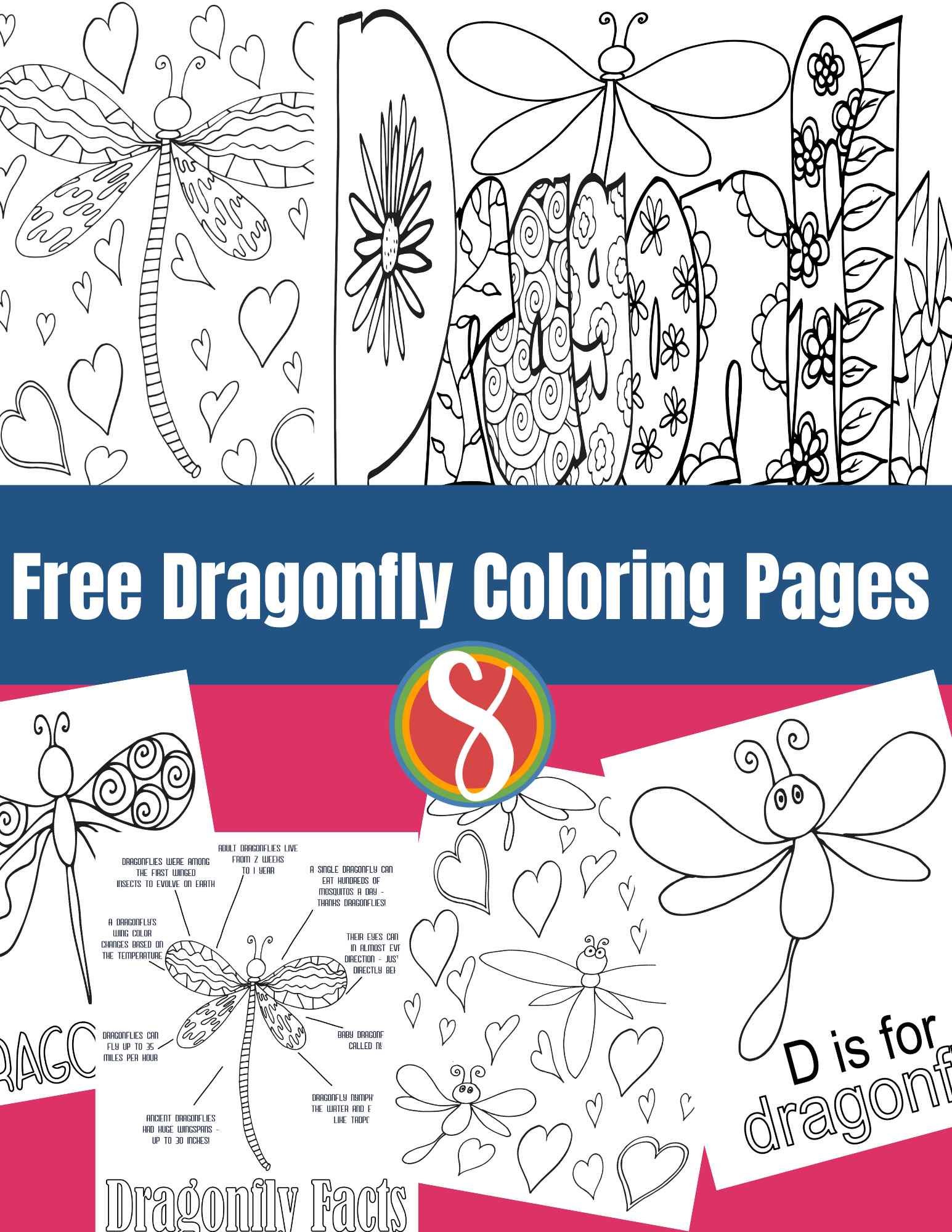 Free dragonfly coloring pages â stevie doodles