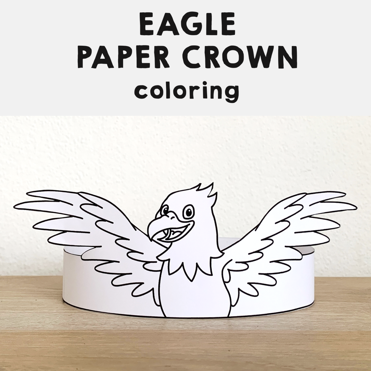 Eagle paper crown american animal headband printable coloring craft made by teachers