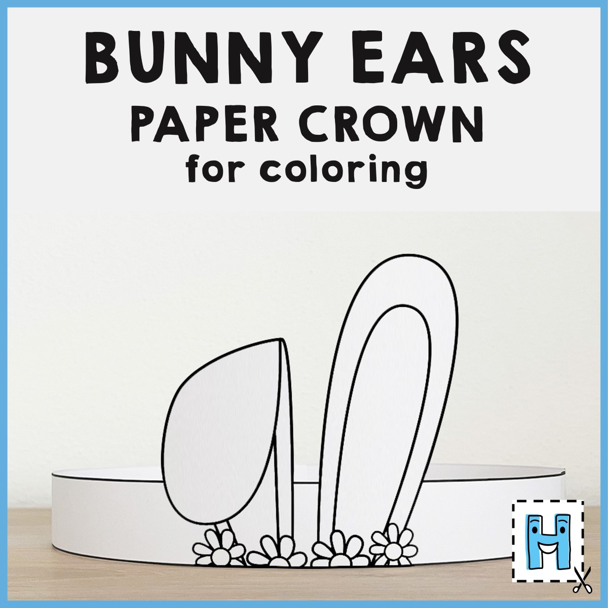 Bunny ears easter paper crown headband printable coloring spring craft activity made by teachers