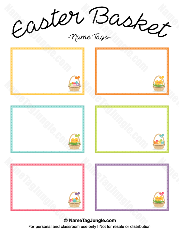 Free printable easter basket name tags the template can also be used for creating items like labels and placâ gift certificate template name tags tag templates