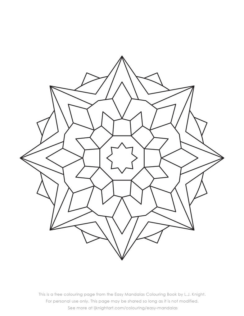 Free easy mandala colouring page download by ljknightart on
